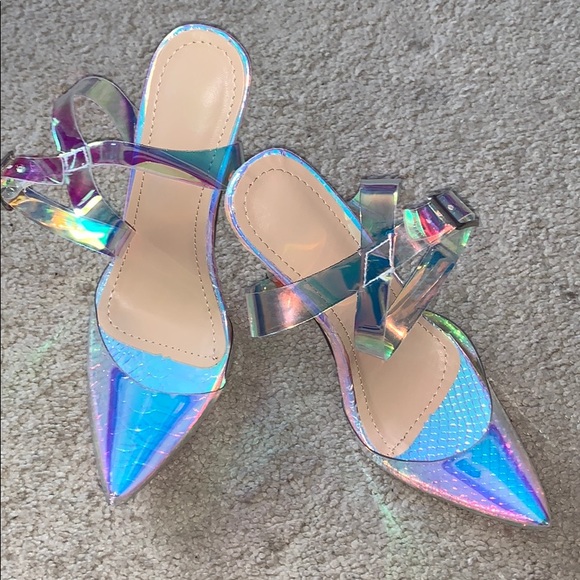 Unicorn Gloss PVC Anklet Spike Heels NEW 5.5-10 - Picture 9 of 13